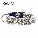 9itech Leopard LED Dog Collar Luminous Adjustable Glowing Collar For Dogs Pet Night Safety