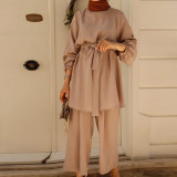 Abaya Turkey Hijab Two-piece Muslim Sets Dress Caftan Kaftans Islamic Clothing