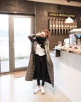Autumn Winter Cashmere Trench Jacket Women long Casual Plaid Coat Thickness Warm