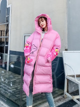 Winter Character Print Parka Women Thick Hooded Parka Jacket Loose Zipper Cotton