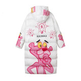 Winter Character Print Parka Women Thick Hooded Parka Jacket Loose Zipper Cotton