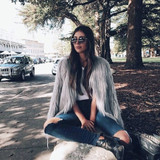 Fashion Furry Faux Fur Coat Women Fluffy Warm Long Sleeve Female Outerwear Autumn Winter Coat Jacket