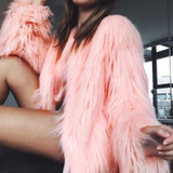 Fashion Furry Faux Fur Coat Women Fluffy Warm Long Sleeve Female Outerwear Autumn Winter Coat Jacket
