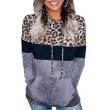 Hoodies Women Sweatshirt Sudaderas Vintage  Autumn Leopard Print Loose Hooded