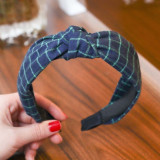 Plaid Cotton Hair Accessories Knotted Hair Band for Women Headbands Hairbands Headwear