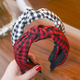 Plaid Cotton Hair Accessories Knotted Hair Band for Women Headbands Hairbands Headwear
