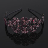 Flower Rhinestone Headband Bezel Hair Hoop For Women Elegant Hair Bands Headwear