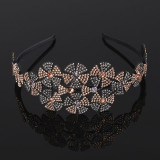 Flower Rhinestone Headband Bezel Hair Hoop For Women Elegant Hair Bands Headwear