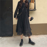 Women Chiffon Dress Spring Summer New Fashion Female Long Sleeve