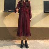 Women Chiffon Dress Spring Summer New Fashion Female Long Sleeve