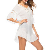 Summer white beach dress women Sexy sleeve swimsuit cover ups