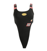 New Strappy Bodysuit Women Checkerboard Fire Print Striped Patchwork High Waist Bodysuits