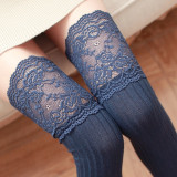 New Spring Fashion Sexy Lace Striped Style Cotton Stockings