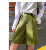 Autumn New Fashion Leather Shorts Women Casual High Waist PU Leather Shorts