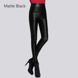 Elastic Stretch Faux Leather Autumn Winter Pencil Pant Women Velvet PU Leather Pants Elastic Stretch Faux Leather Autumn Winter Pencil Pant Women Velvet PU Leather Pants