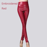 Elastic Stretch Faux Leather Autumn Winter Pencil Pant Women Velvet PU Leather Pants Elastic Stretch Faux Leather Autumn Winter Pencil Pant Women Velvet PU Leather Pants