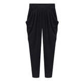 Summer Womens Harem Pants High Waist Loose Straight Ankle-length Pants