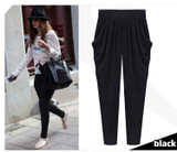 Summer Womens Harem Pants High Waist Loose Straight Ankle-length Pants