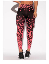 Sexy Workout Digital Print Leggings Women Irregular Red Gradient Black Sporting Pants