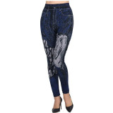Fashion Slim Women Leggings Faux Denim Jeans Leggings