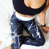 New Fashion Women High Waist Workout Leggings Printed Punk Women's Fitness