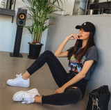 Sexy High Waist Tassel Ripped Holes Denim Pants Female Trousers Pencil Jeans