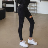 Sexy High Waist Tassel Ripped Holes Denim Pants Female Trousers Pencil Jeans