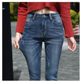 Winter Warm Jeans Woman High Waist Casual Velvet Ladies Trousers