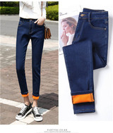 Winter Warm Jeans Woman High Waist Casual Velvet Ladies Trousers