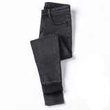 Winter Warm Jeans Woman High Waist Casual Velvet Ladies Trousers