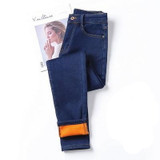 Winter Warm Jeans Woman High Waist Casual Velvet Ladies Trousers