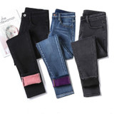 Winter Warm Jeans Woman High Waist Casual Velvet Ladies Trousers