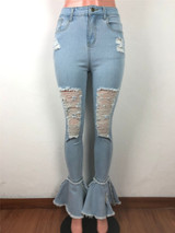 Ripped Jeans For Women High Waist Jeans Vintage Flare Jeans