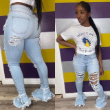 Ripped Jeans For Women High Waist Jeans Vintage Flare Jeans