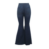 Fashion Denim Flare Pants Women Retro Ripped Jeans Wide Leg Trousers Lady