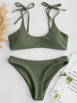 Women Sexy Bikini Tie Shoulders Bikini Set Padded Strap Swimsuit