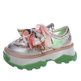 Women Chunky Platform Sneakers Luxury Designers Fashion Bow Vulcanized Shoes