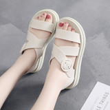 Ladies Flat Gladiator Sandals Women Open Toe Buckle Soft Jelly Rubber