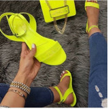 New Woman's Flat Sandals Open Toe Solid Color Outdoor Beach Shoes