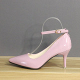 One word buckle high heels spring new patent leather stiletto heel work shoes