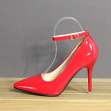 One word buckle high heels spring new patent leather stiletto heel work shoes