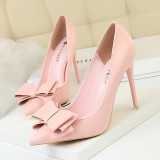 Autumn Heel Shoes Pink Heels Woman Blue Sweet Bow Women White High Heels