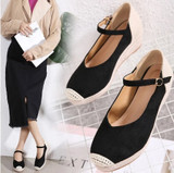 Women's Wedges Pumps Buckle Platform Ladies Fashion Shoes Women