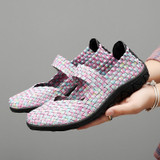 Womens Flats Shoes Slip On Fashion Woven Sneakers Casual Breathable