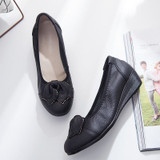 Elegant Ladies Wedges Heel Ballet Flats Shoes Women Genuine Leather