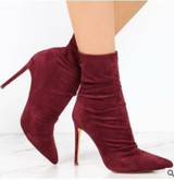 New Women Ankle Boots Women Pointed Toe High Heels Boots