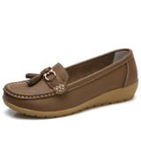 New Fashion Tassels Genuine Leather Shoes Woman Soft Peas Shoes