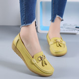 New Fashion Tassels Genuine Leather Shoes Woman Soft Peas Shoes