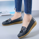 New Fashion Tassels Genuine Leather Shoes Woman Soft Peas Shoes