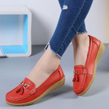 New Fashion Tassels Genuine Leather Shoes Woman Soft Peas Shoes